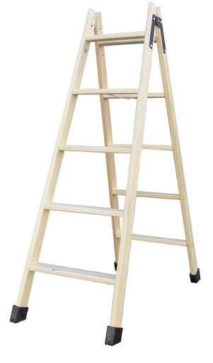 [75210005] ESCALERA TIJERA 5 PASOS MADERA